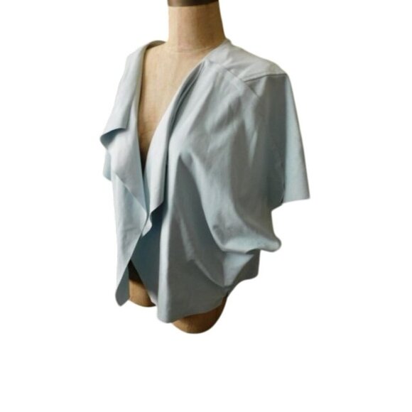 Chico's Size L Large (2) Faux Leather Short Sleeve Jacket Top - Picture 3 of 4